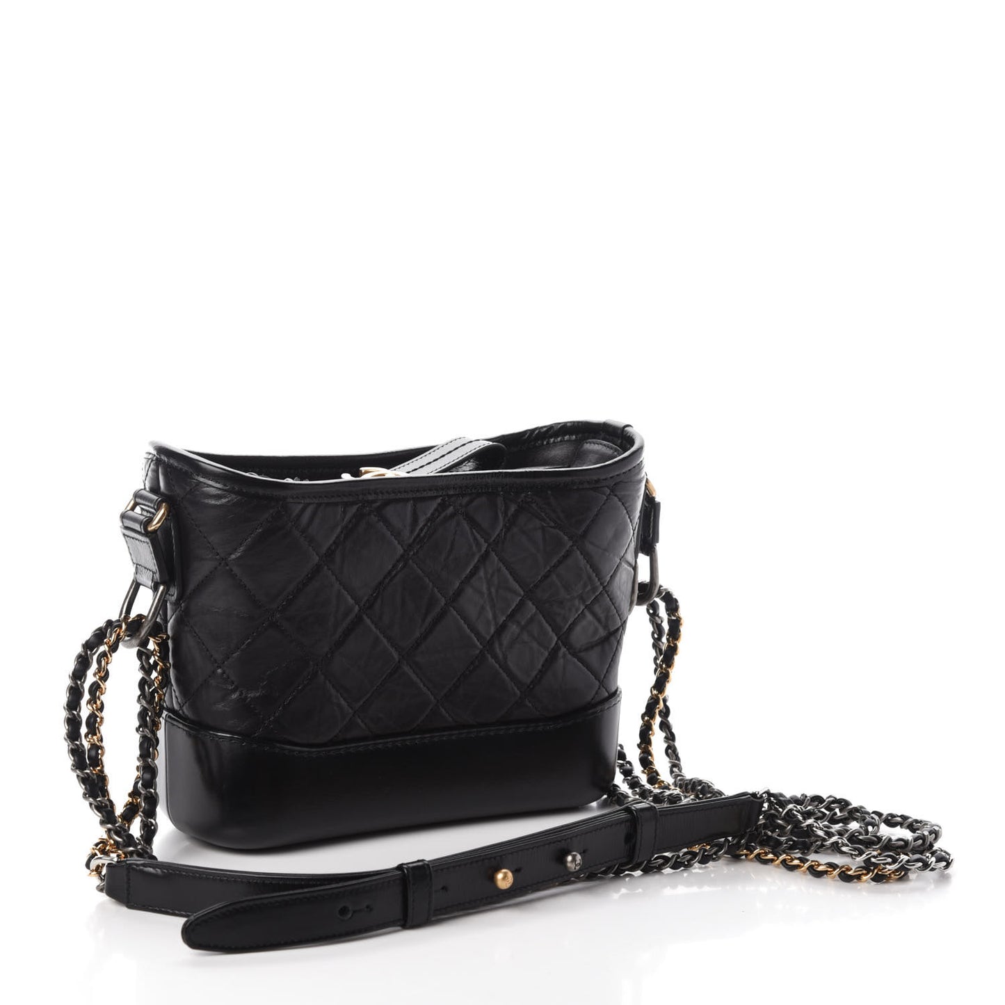 Aged Calfskin Quilted Small Gabrielle Hobo Black
