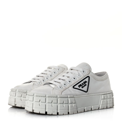 Prada Re-Nylon Gabardine Triangle Logo Double Wheel 50mm Sneakers 38.5 White 3 of 8