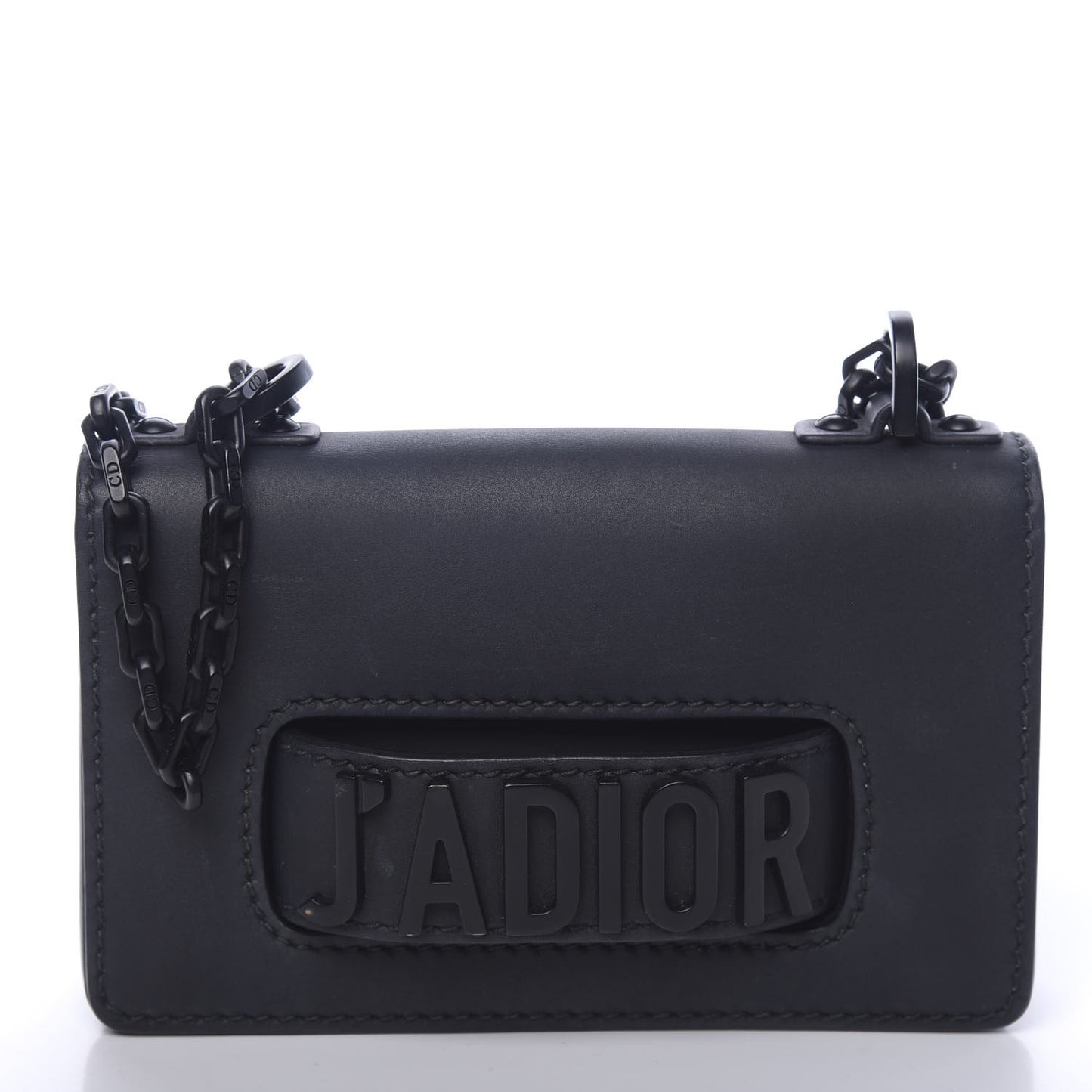 Ultra Matte Calfskin Mini J'Adior Chain Flap Bag Black