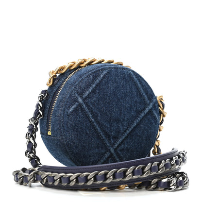 Chanel Denim Quilted Chanel 19 Round Clutch With Chain Blue 2 of 4