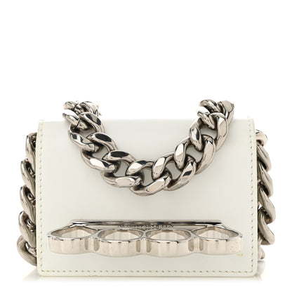 Alexander McQueen Smooth Calfskin Micro The Four Ring Knuckle Chain Shoulder Bag White 1 of 10