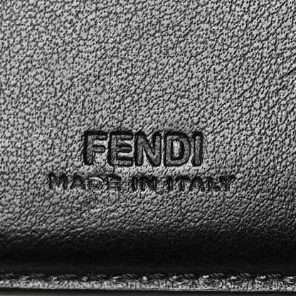 Fendi Glazed Fabric Vitello Liberty FF 1974 Diagonal Bi-Fold Wallet Tobacco Rosso Black 6 of 8