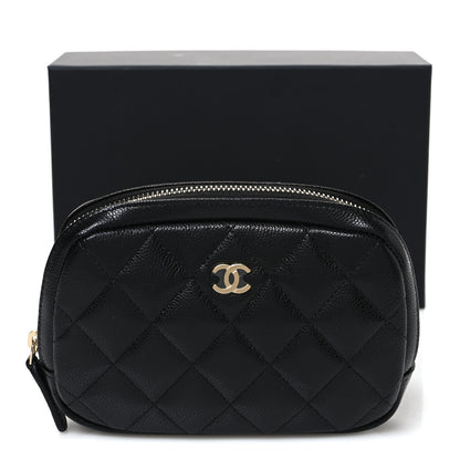 Chanel Caviar Quilted Small Curvy Pouch Cosmetic Case Black 8 of 8