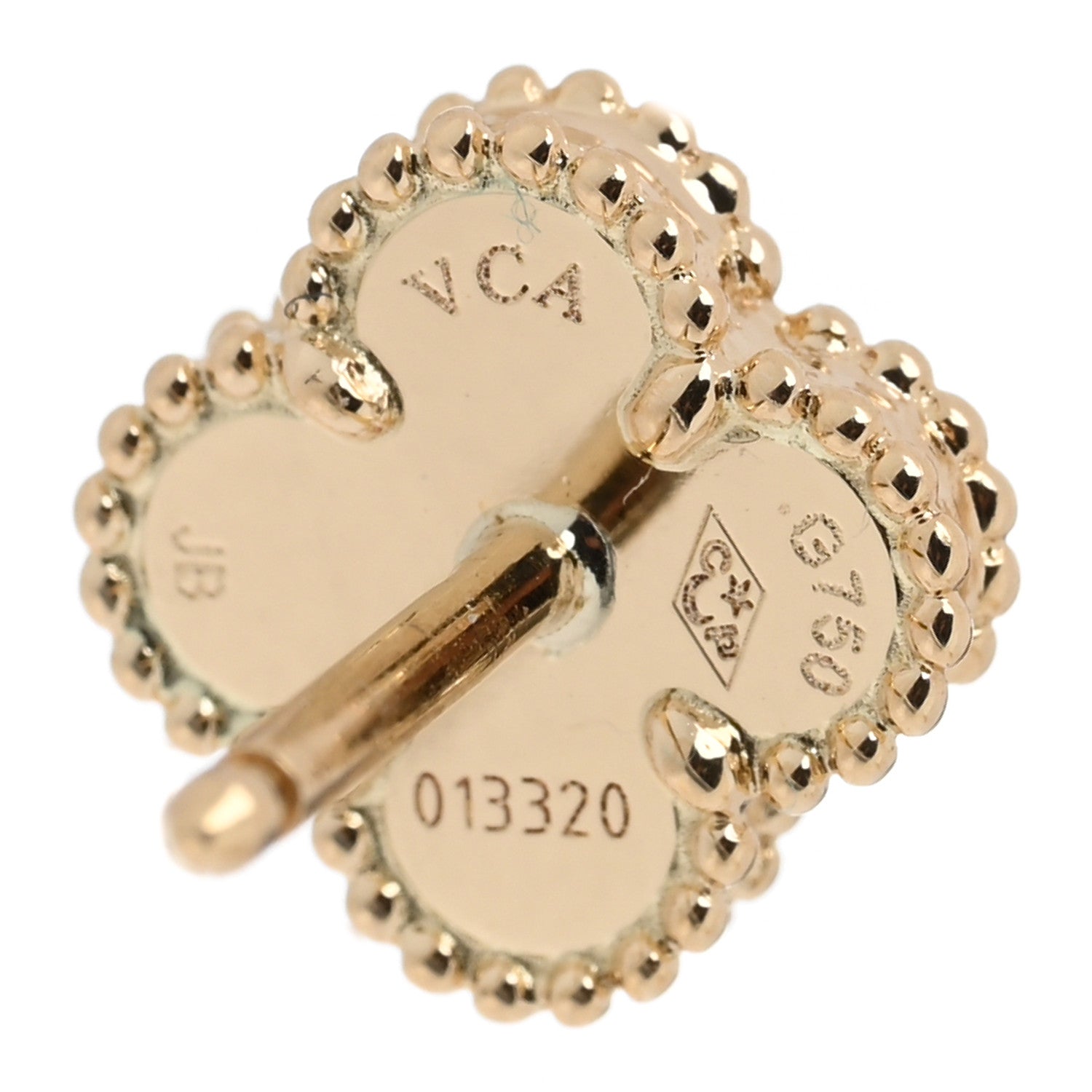 Van Cleef & Arpels 18K Yellow Gold Mother of Pearl Sweet Alhambra Earrings 4 of 5