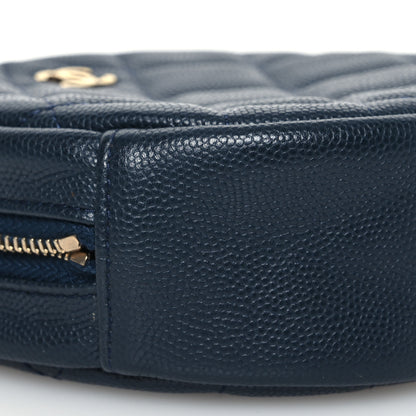 Chanel Caviar Quilted Round Clutch With Chain Navy 9 of 11