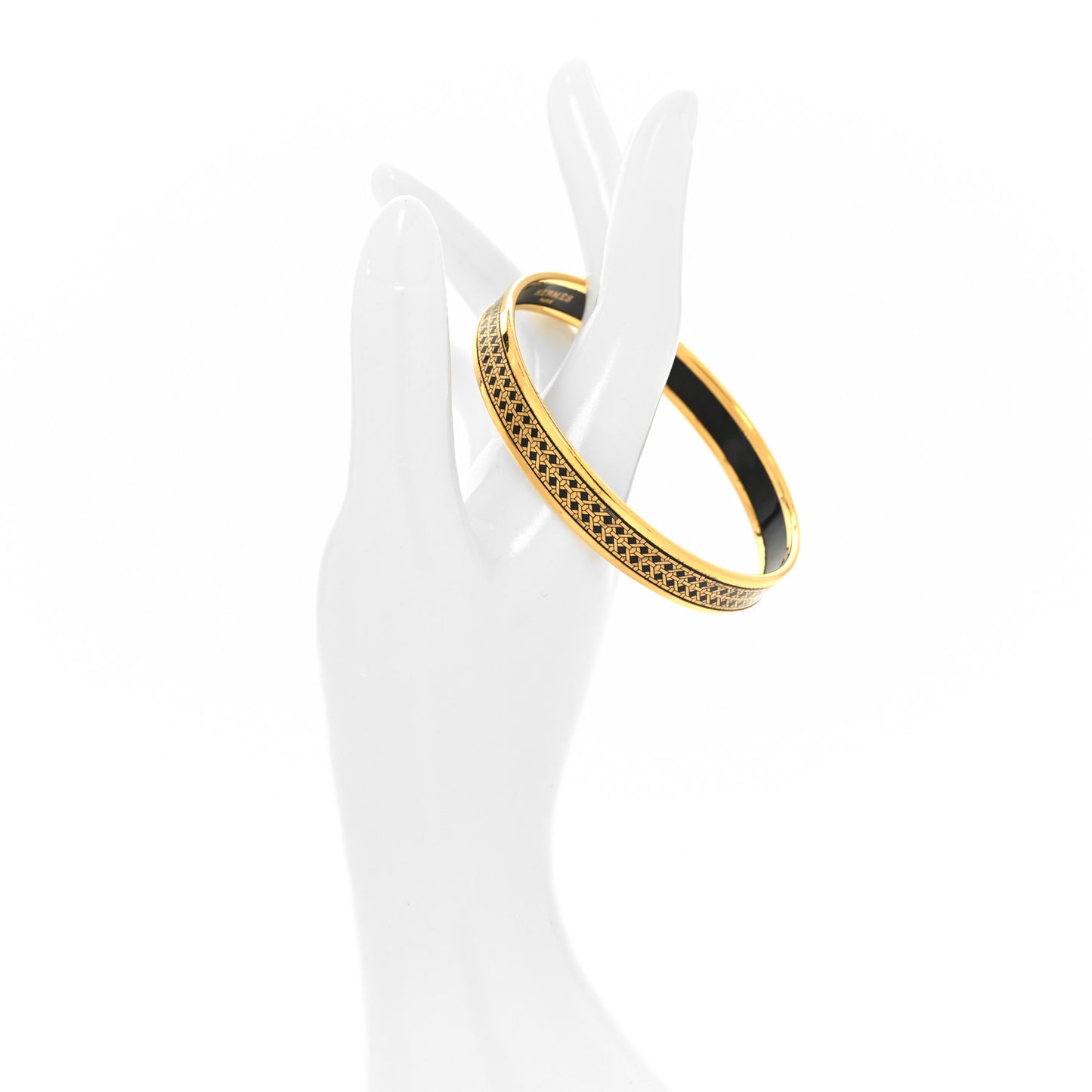 Enamel Printed Narrow Bracelet Gold Black