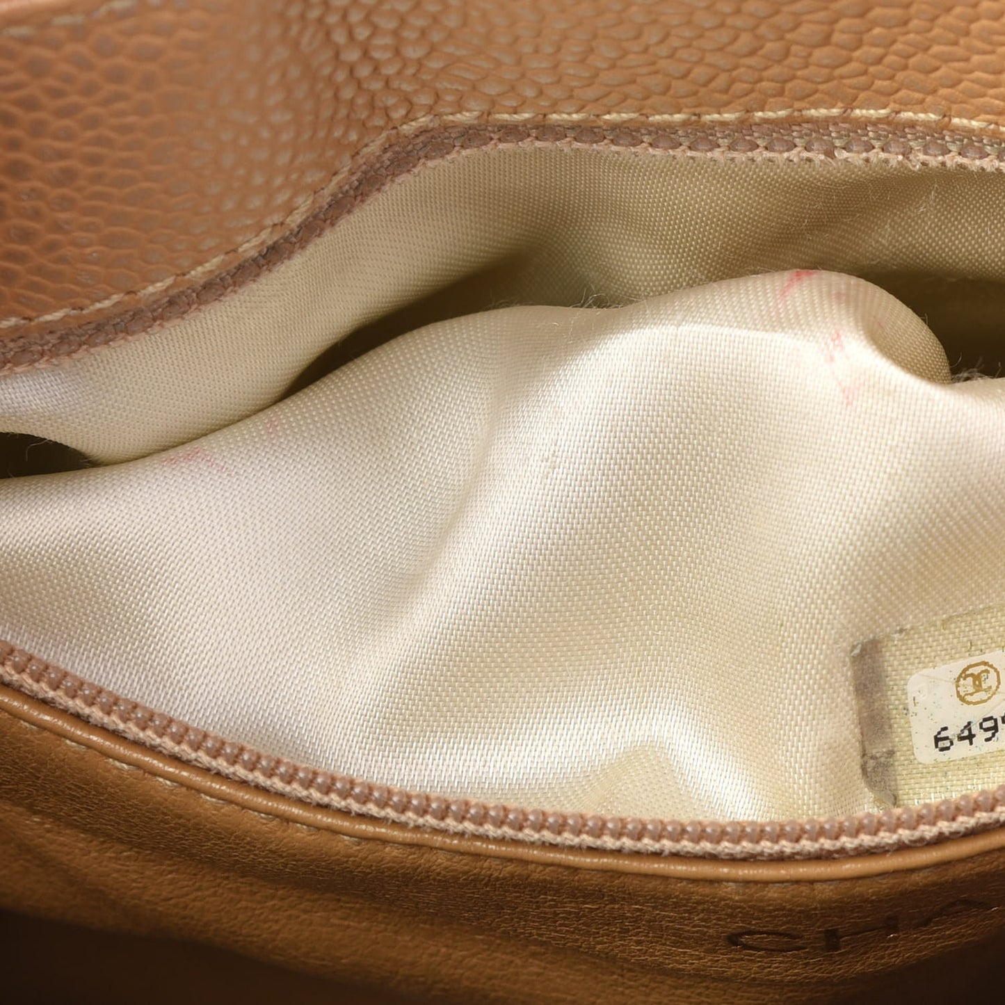 Metallic Caviar Quilted Shoulder Bag Beige