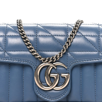 Gucci Calfskin Matelasse Aria Super Mini GG Marmont Shoulder Bag Clear Blue 8 of 10