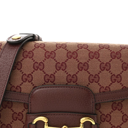 Gucci Monogram Textured Dollar Calfskin Horsebit 1955 Shoulder Bag Sahara Rubino Chardonnay 8 of 10