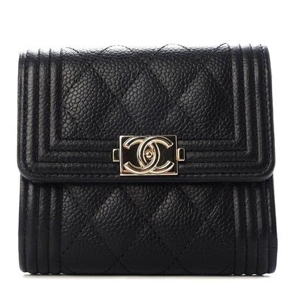 Chanel Caviar Quilted Compact Boy Wallet Black 1 of 8