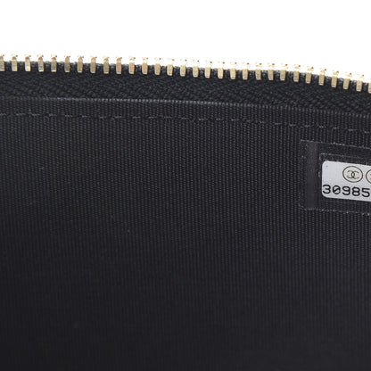 Chanel Raffia Jute Striped Small Vanity Case With Chain Black Beige 7 of 11