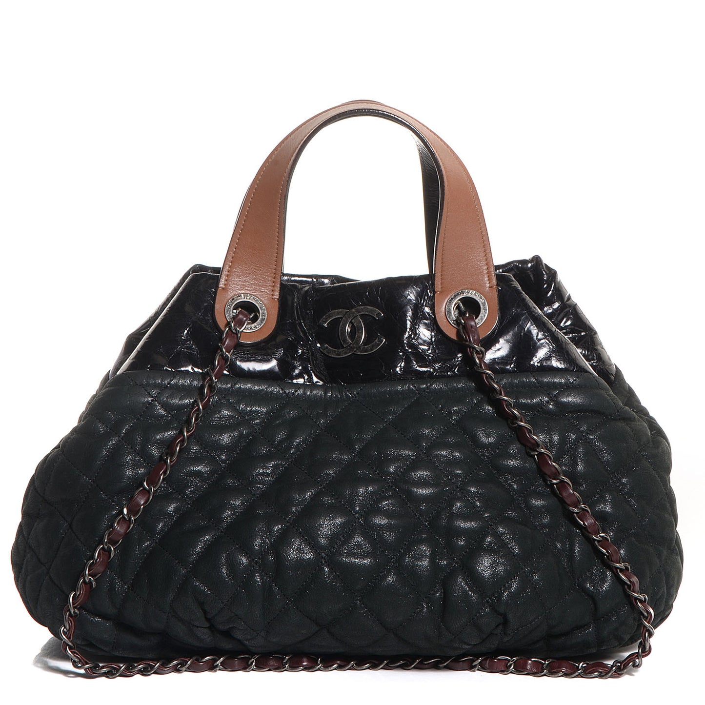 Iridescent Calfskin Small In The Mix Tote Black