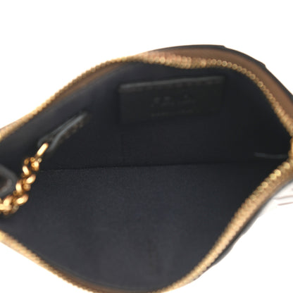Fendi Vitello Soft F is Fendi Bi-Color FF 1974 Embossed Key Case Pouch Maya Black 5 of 9