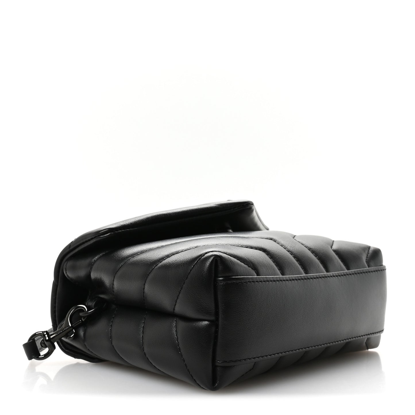 Calfskin Y Quilted Monogram Monochrome Toy Loulou Crossbody Bag Black