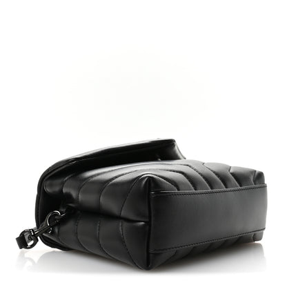 Saint Laurent Calfskin Y Quilted Monogram Monochrome Toy Loulou Crossbody Bag Black 4 of 11
