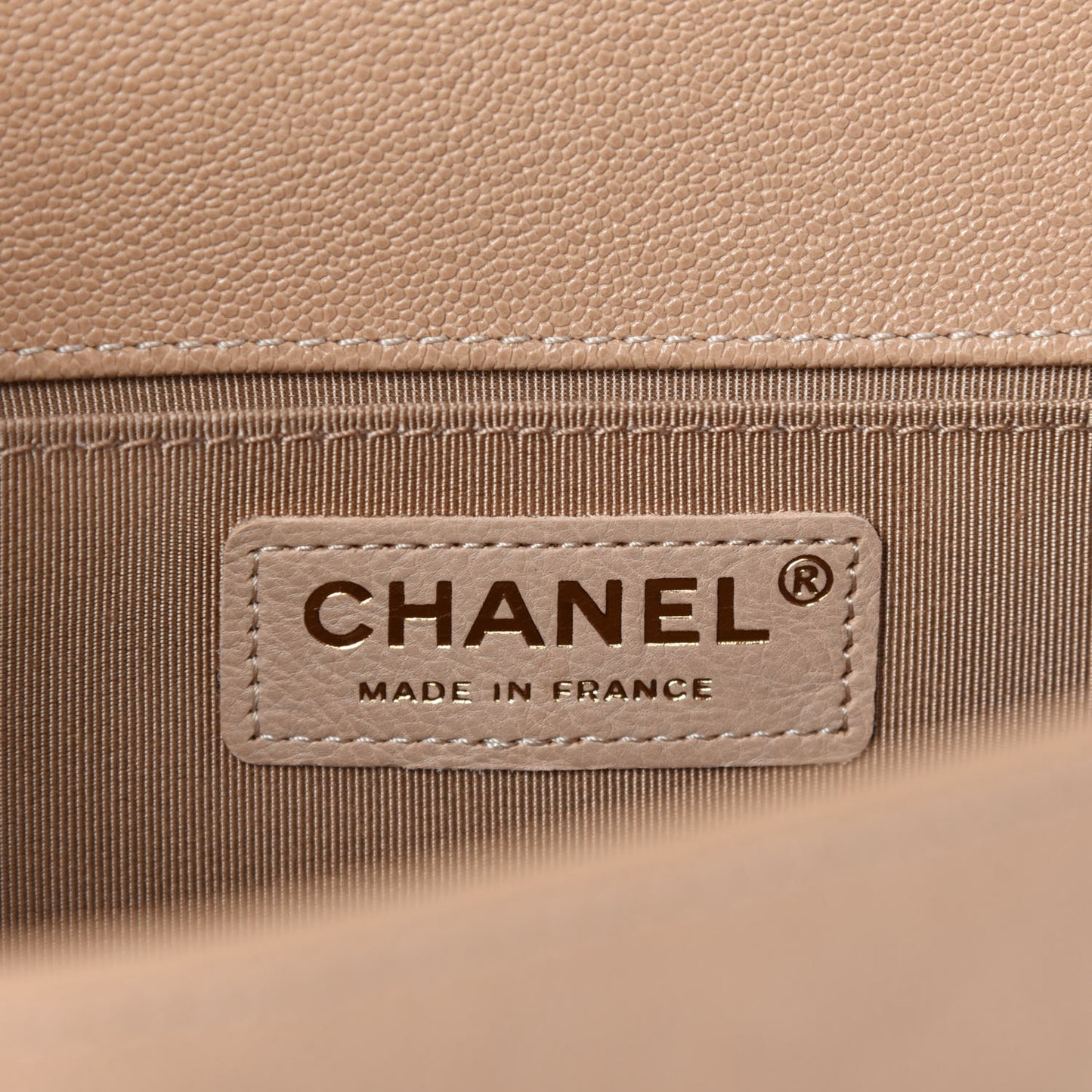 Caviar Quilted Medium Boy Flap Beige