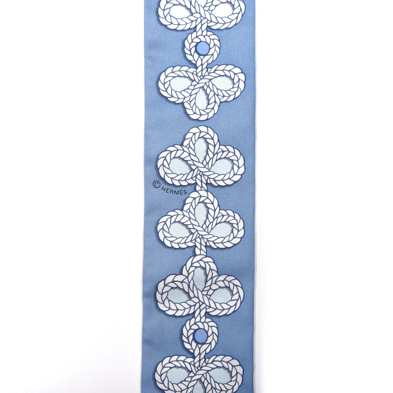 Hermes Silk Galons Et Brandebourg Twilly Ciel Ocean White 3 of 4