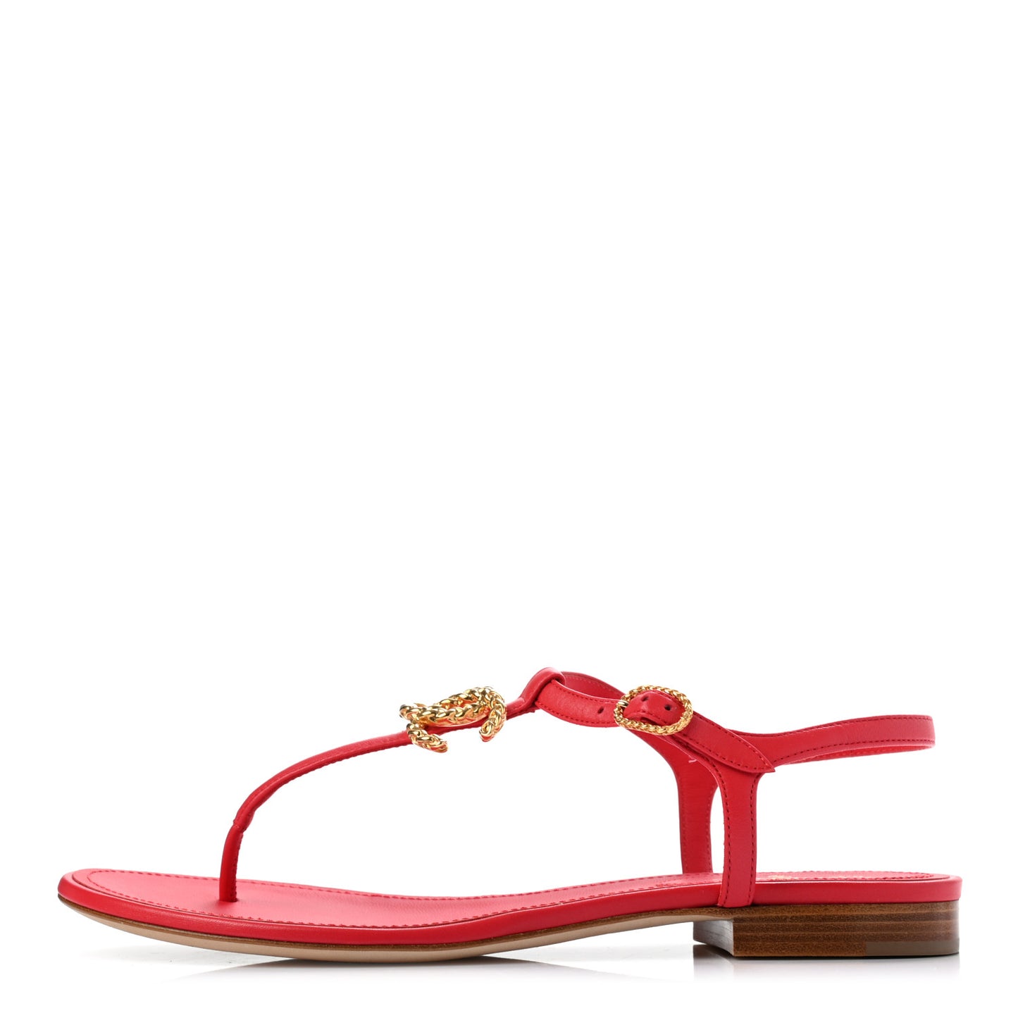 Lambskin CC Logo Thong Sandals 40 Red