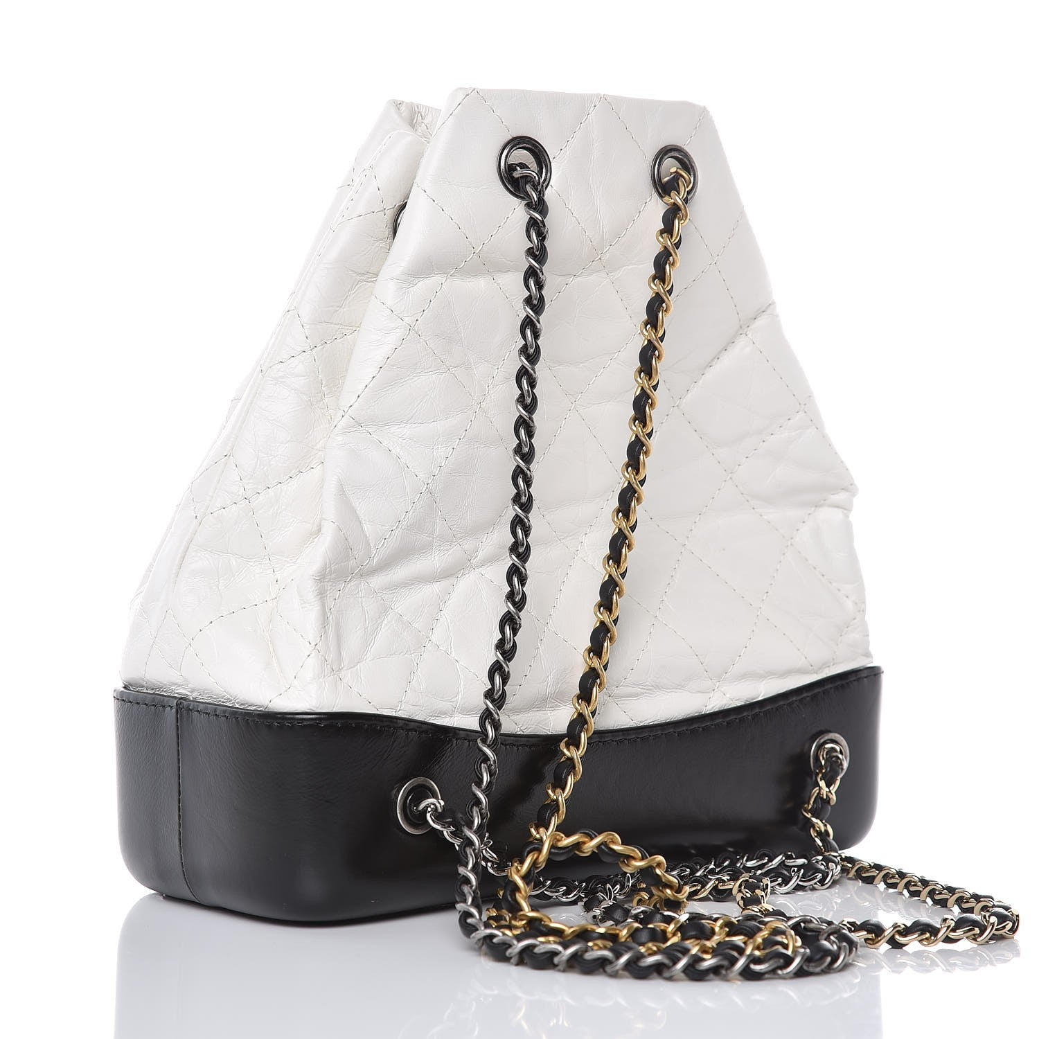 Chanel Aged Calfskin Quilted Gabrielle Backpack Black White 3 of 8