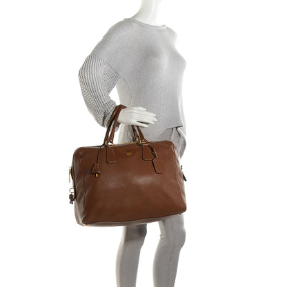 Prada Cervo Double Handle Tote Brown 2 of 10