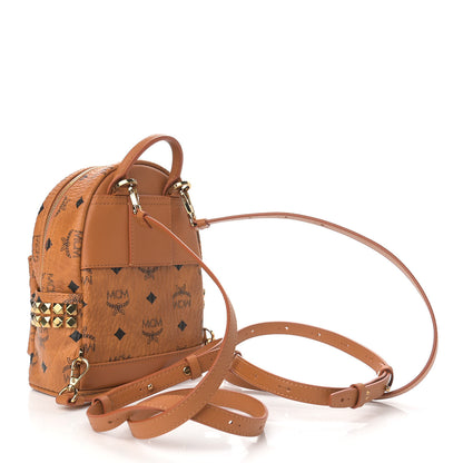 MCM Visetos Side Stud X-Mini Stark Bebe Boo Backpack Cognac 3 of 9