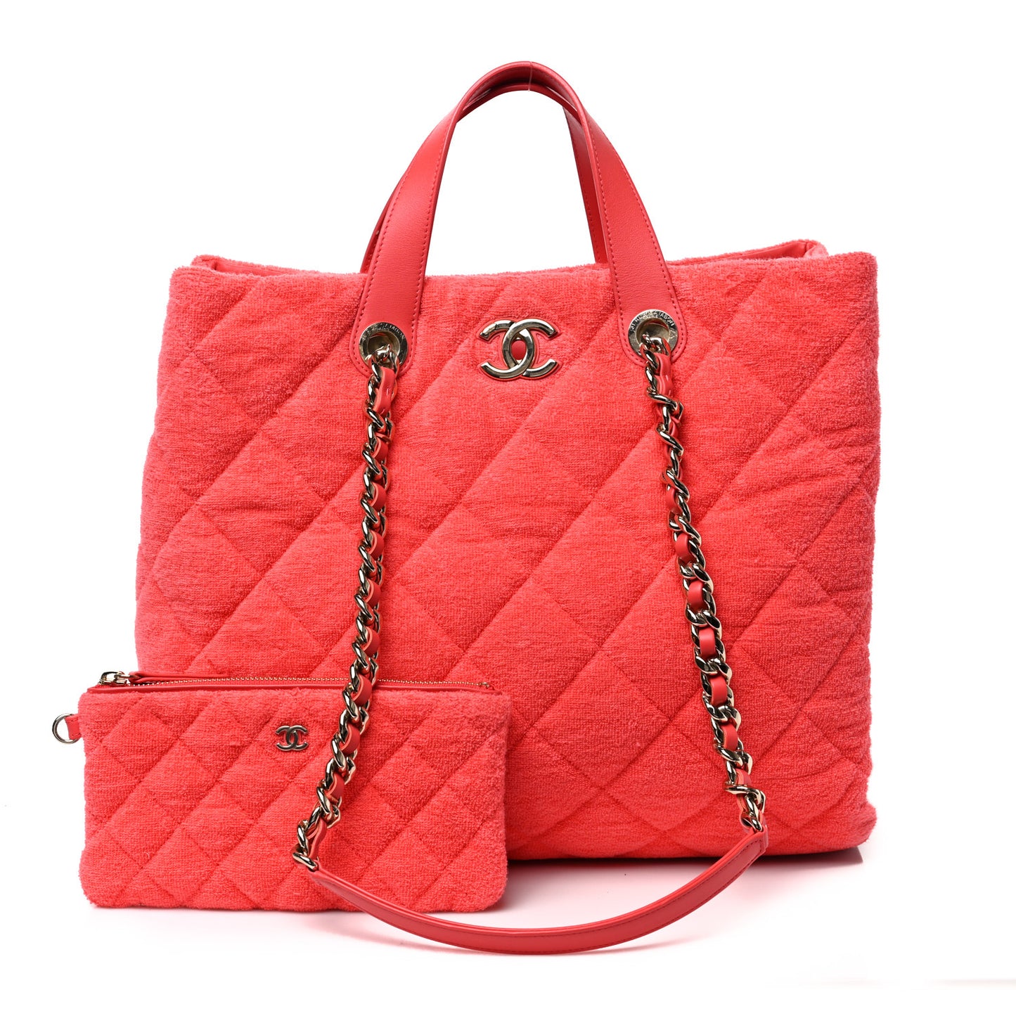 Terry Cotton Quilted Coco Beach Shopping Tote Pink