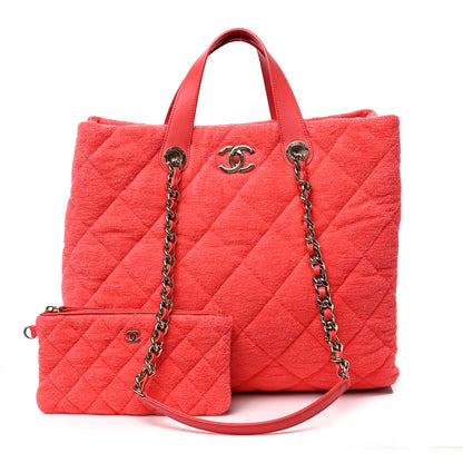 Chanel Terry Cotton Quilted Coco Beach Shopping Tote Pink 1 of 8
