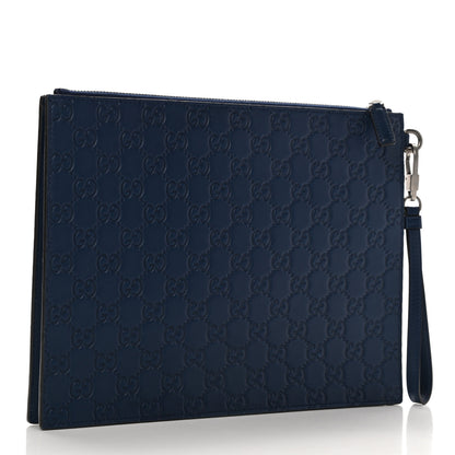 Gucci X MLB Guccissima NY Yankees Zip Wristlet Pouch Royale Ivory 3 of 7