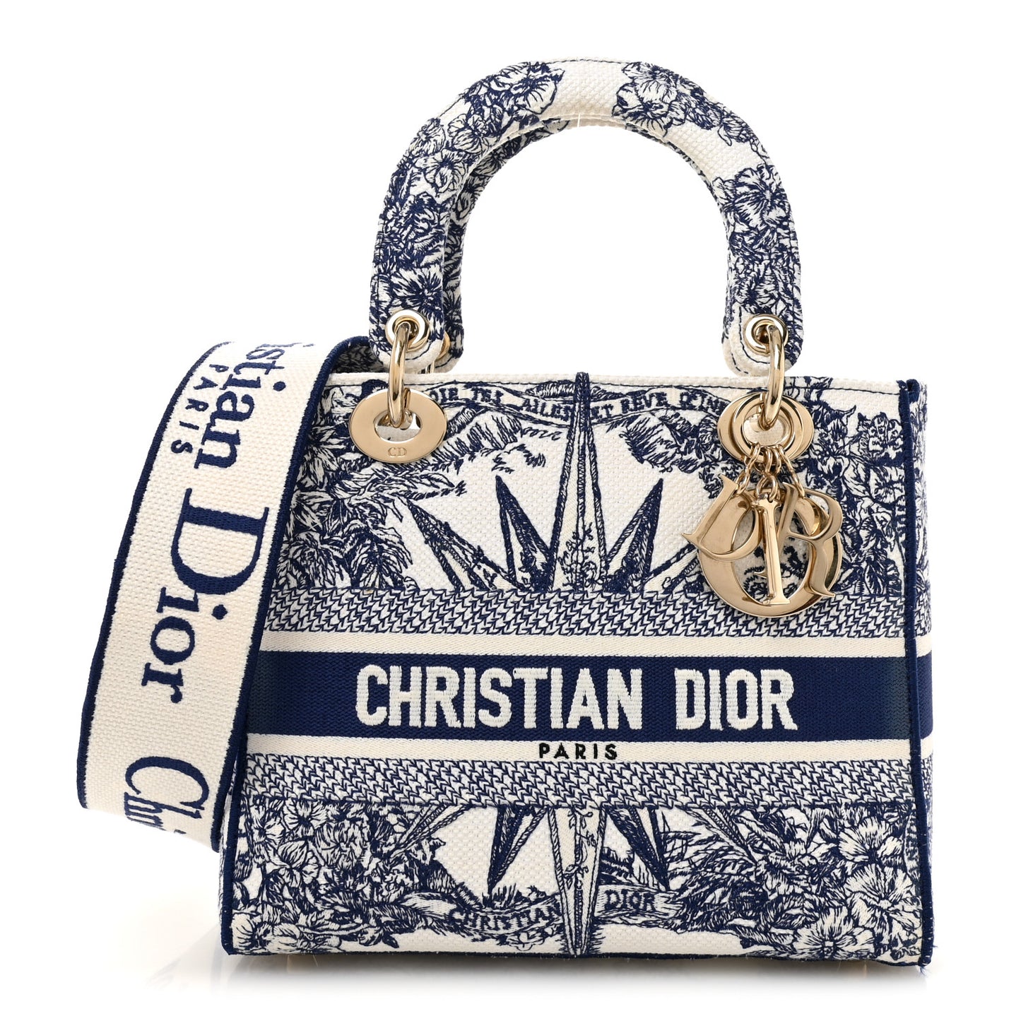 Canvas Reverse Embroidered Rêve d'Infini Medium Lady D-Lite Blue Multicolor