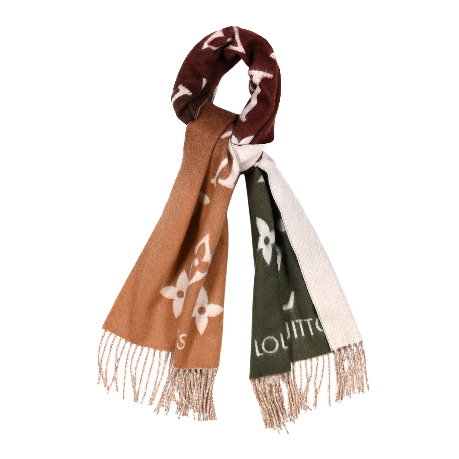 Louis Vuitton Cashmere Monogram Gradient Reykjavik Scarf Kaki 1 of 4