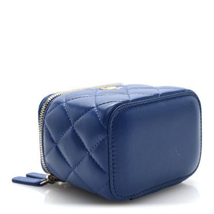 Chanel Lambskin Quilted Pearl Crush Mini Vanity Case With Chain Blue 4 of 11
