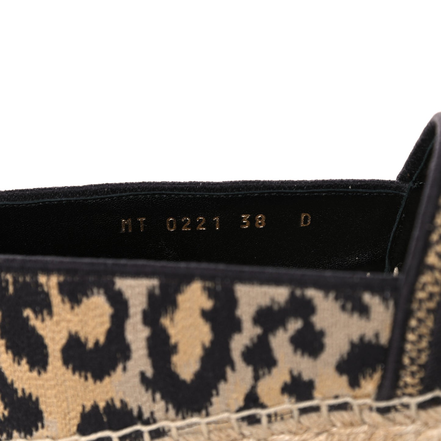 Cotton Embroidered Leopard Print Granville Espadrille 38 Natural