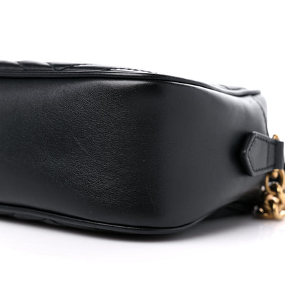 Gucci Calfskin Matelasse Small GG Marmont Chain Shoulder Bag Black 9 of 10