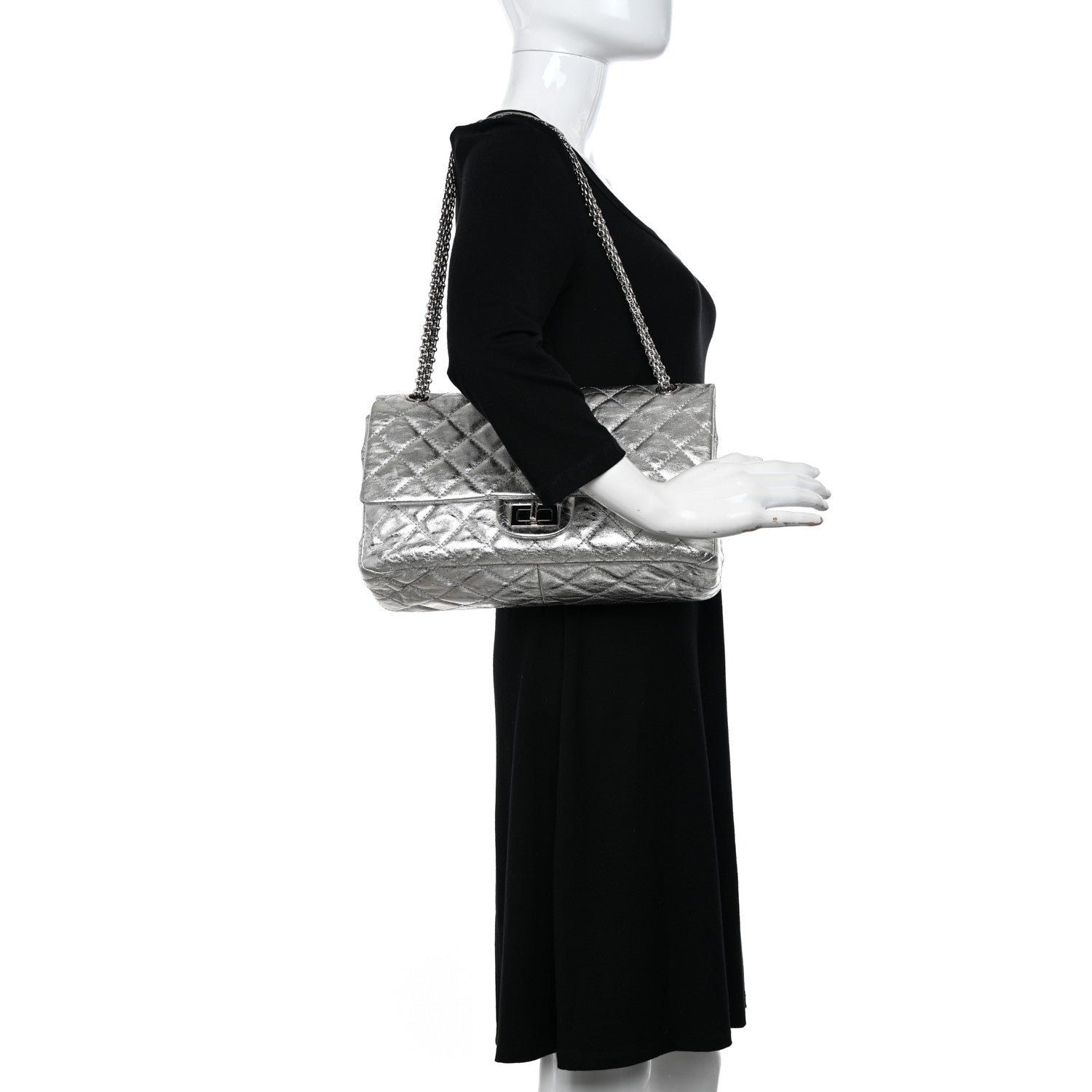 Chanel Metallic Aged Calfskin Quilted 2.55 Reissue 227 Flap Silver 2 of 11