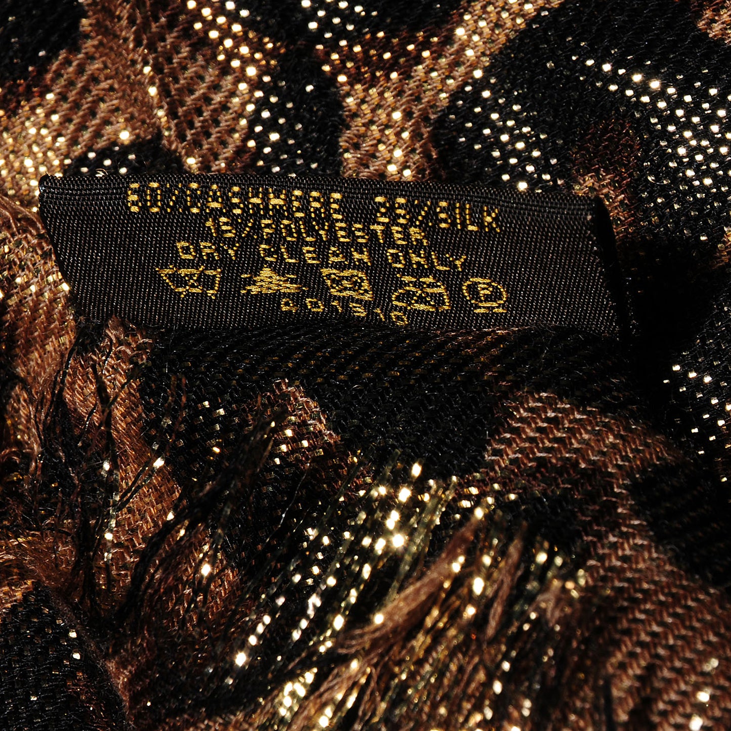 Cashmere Silk Leopard Etole Stole Disco Marron