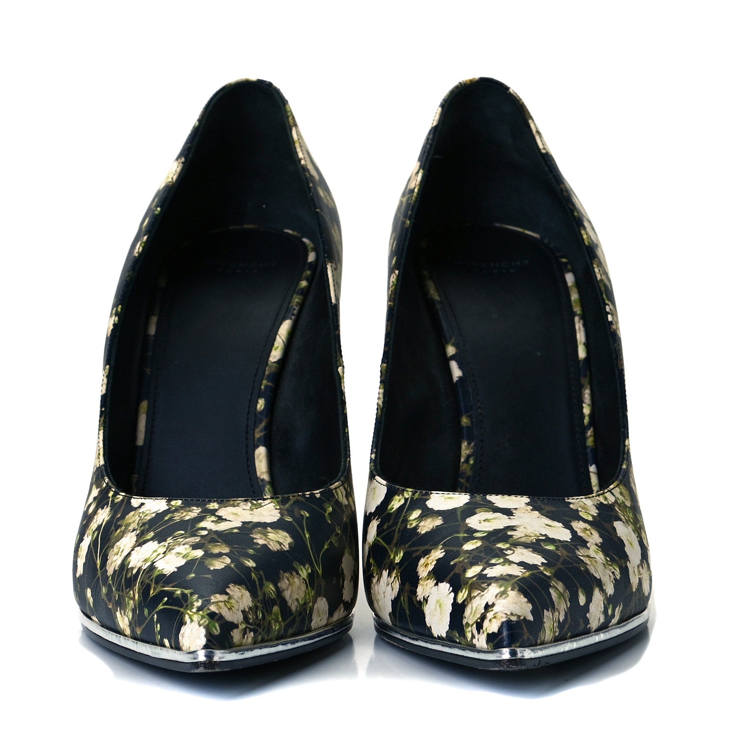 Givenchy Calfskin Floral Print Pointed Toe Pumps 40.5 Black Multicolor 3 of 11
