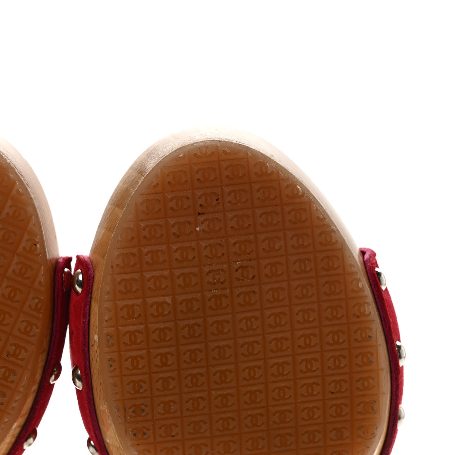 Chanel Suede CC Buckle Clogs 37 Red 8 of 8