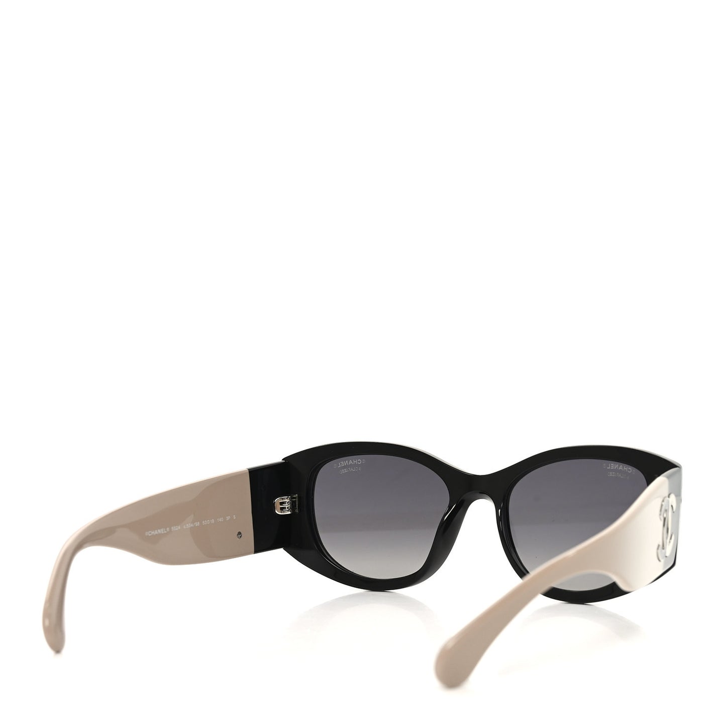 Acetate Oval Sunglasses 5524-A Black Beige