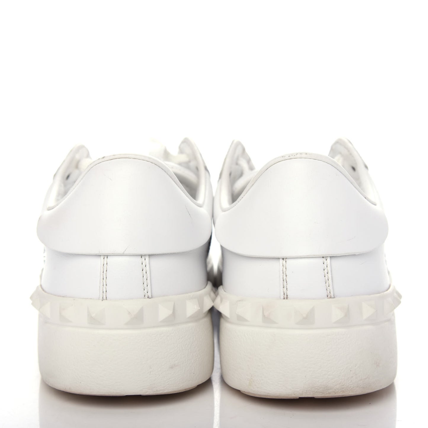 Calfskin Glitter Rockstud Open Sneakers 39 White Silver