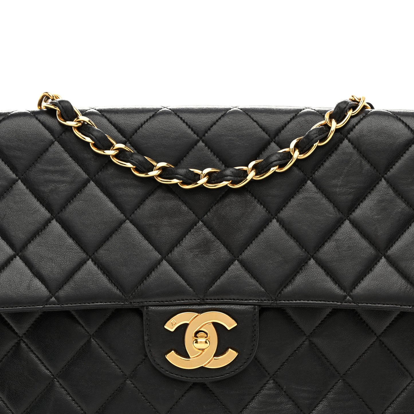 Lambskin Quilted Jumbo Single Flap Black