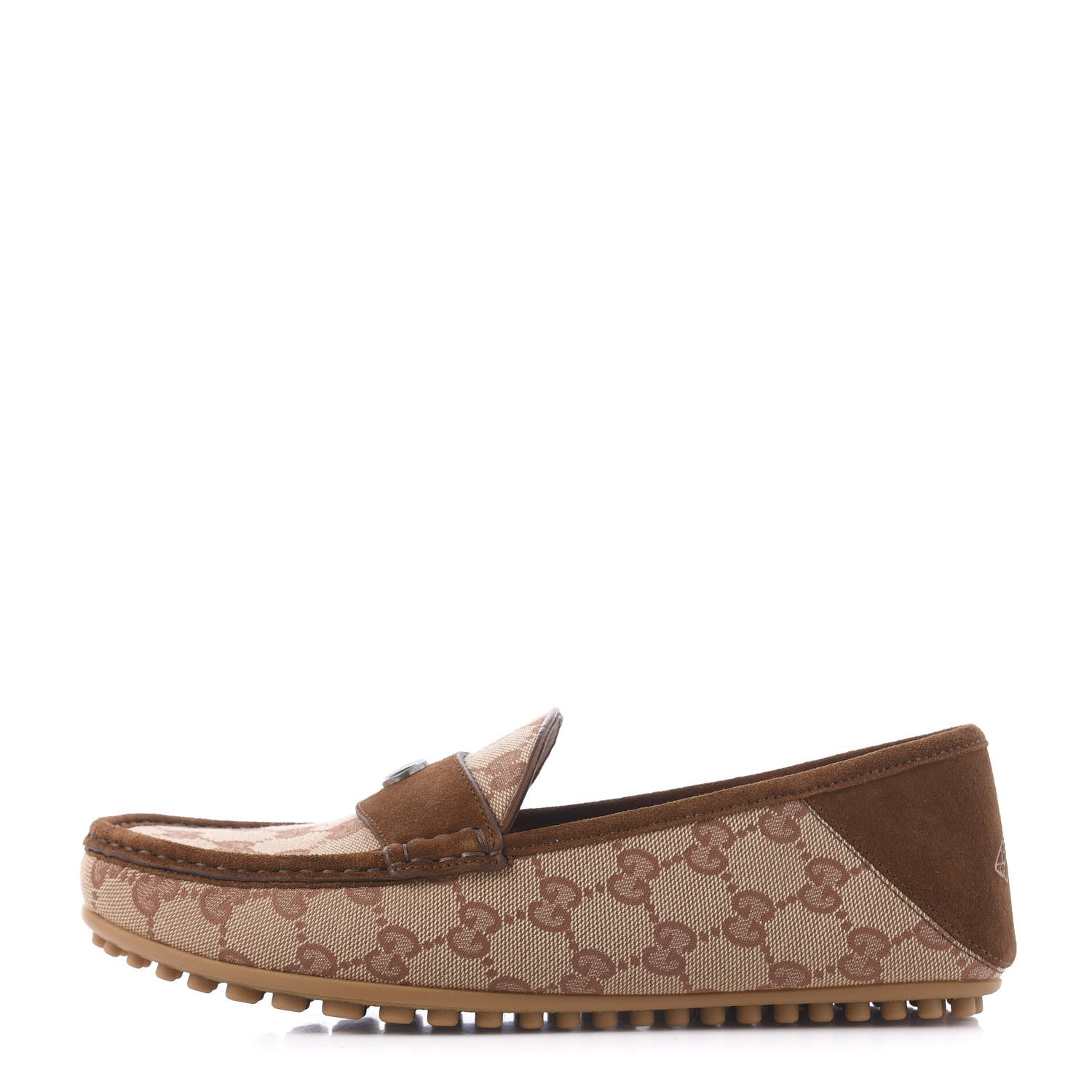 Gucci GG Monogram Suede Mens Driver Loafers 6.5 Beige Ruggine Cuir 1 of 9