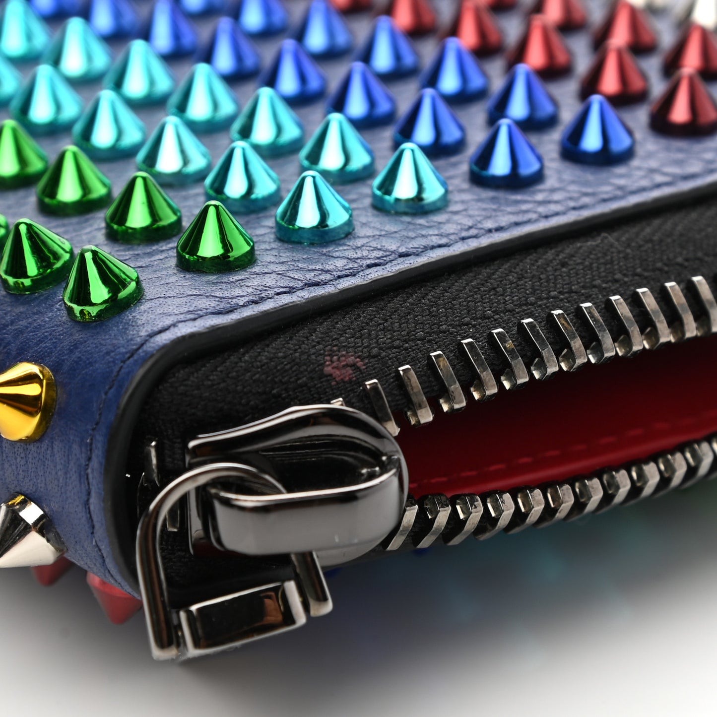 Calfskin Paris Panettone Spiked Zip Around Wallet Multicolor