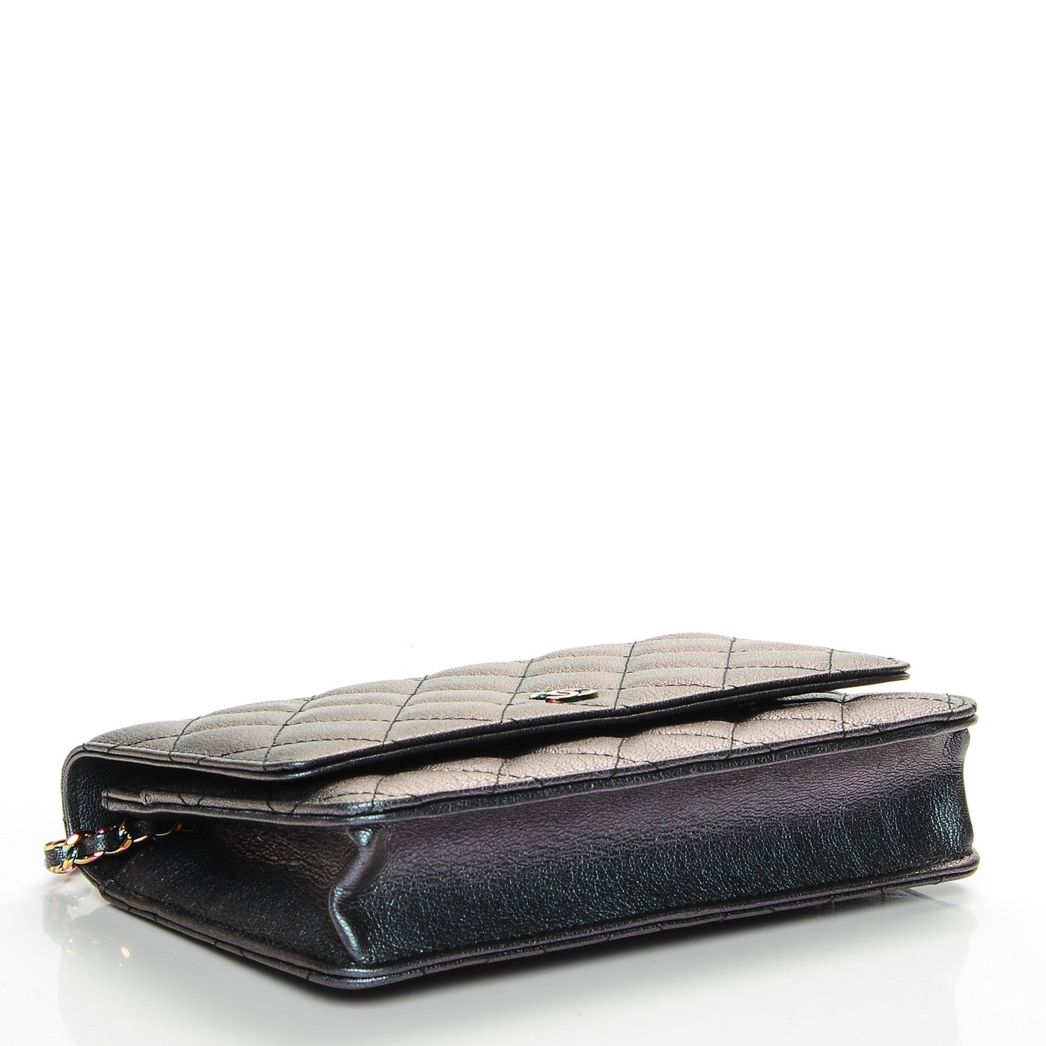 Chanel Iridescent Goatskin Quilted Wallet On Chain WOC Purple 4 of 8