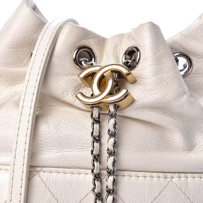 Chanel Aged Calfskin Quilted Small Gabrielle Bucket White 11 of 11