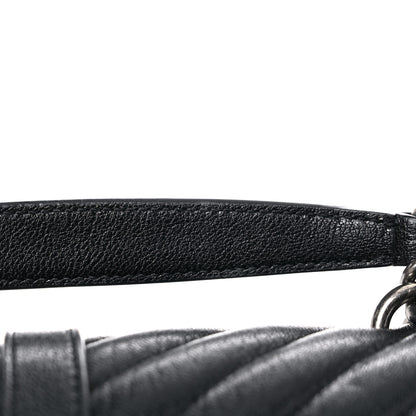 Saint Laurent Sheepskin Matelasse Chevron Monogram Medium College Bag Black 11 of 13