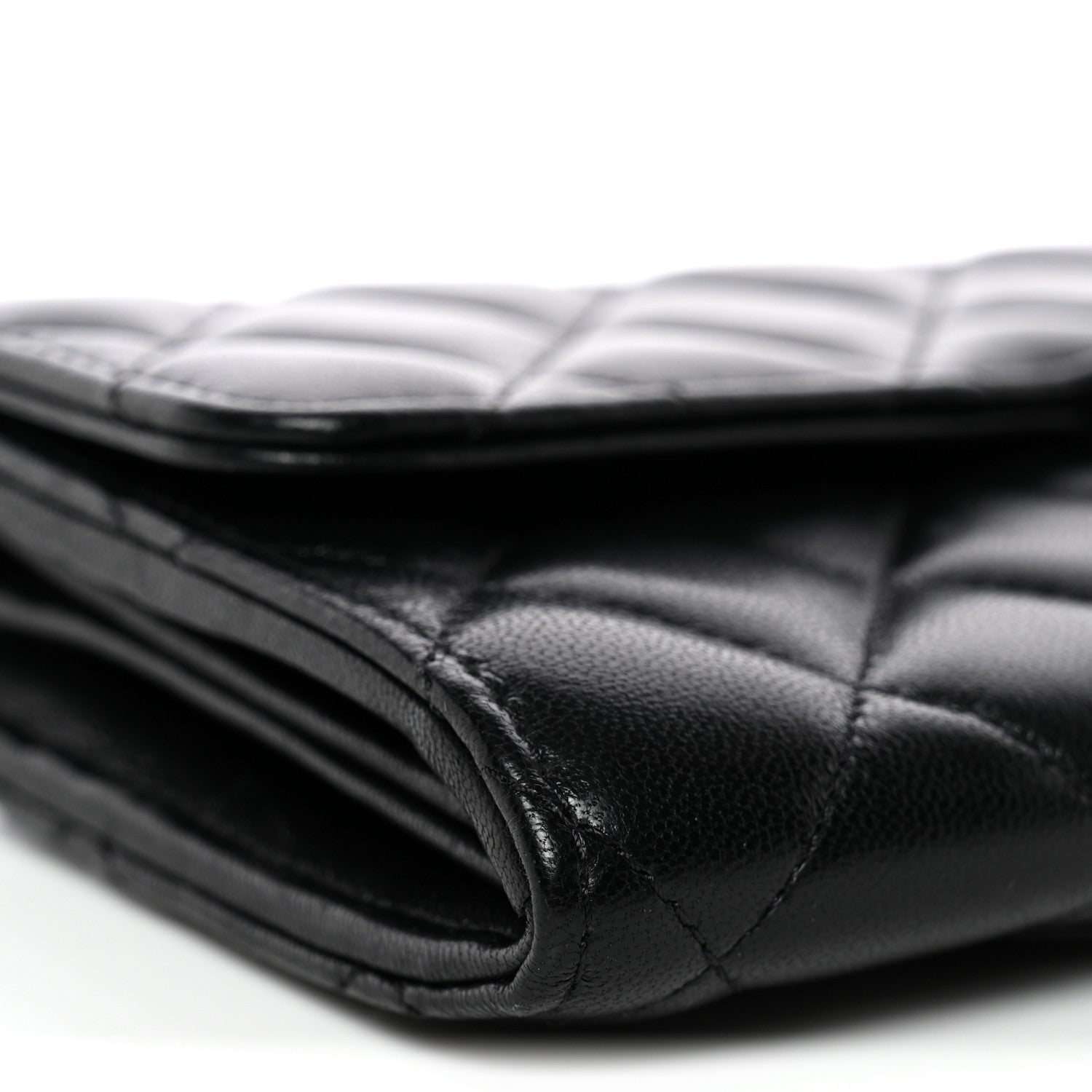 Chanel Lambskin Quilted Large Gusset Flap Wallet Black 10 of 12