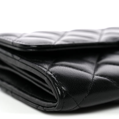 Chanel Lambskin Quilted Large Gusset Flap Wallet Black 10 of 12