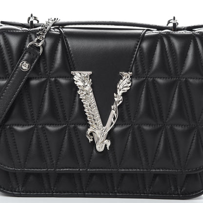 Versace Nappa Quilted Virtus Top Handle Shoulder Bag Black 7 of 14