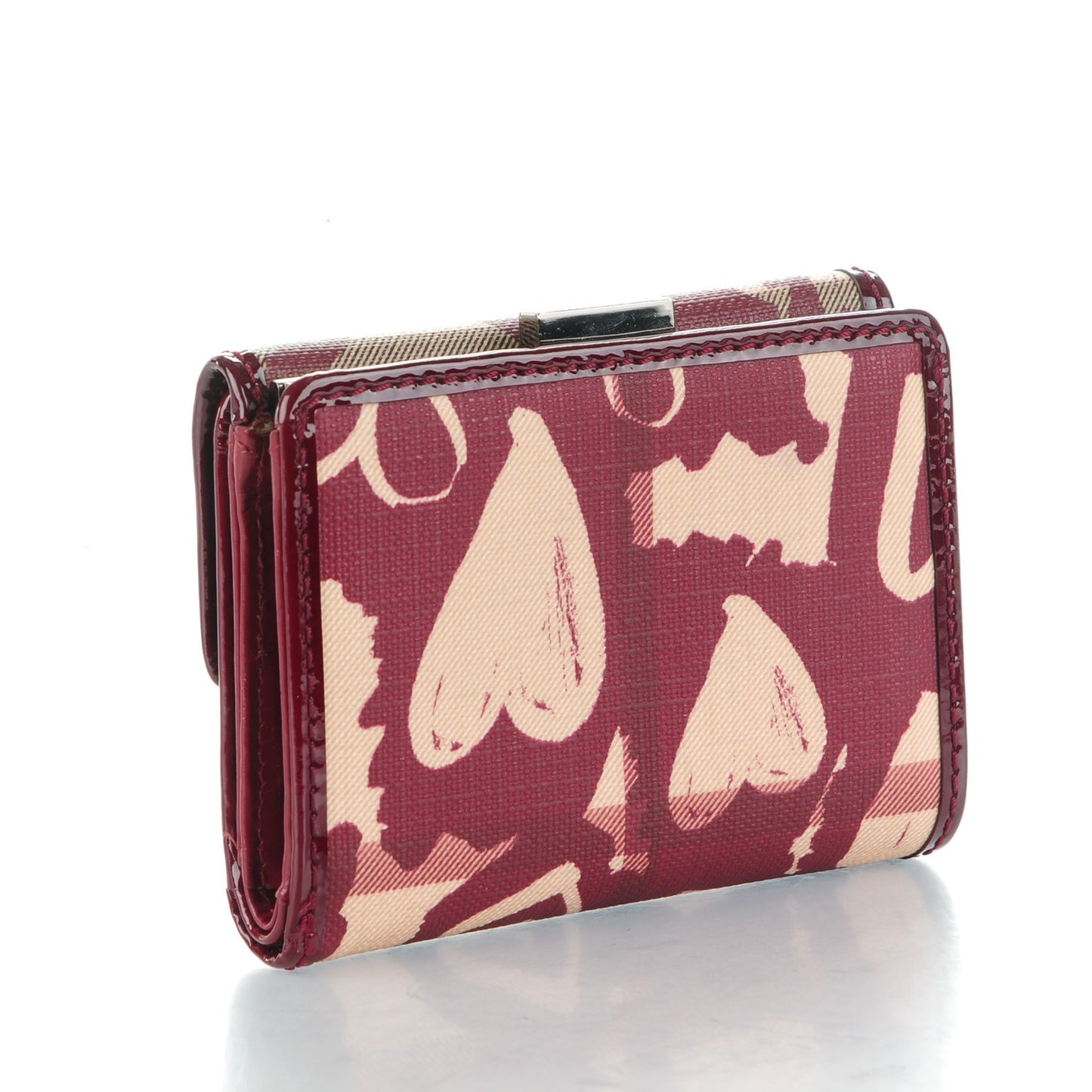 Nova Check Heart Compact Wallet Berry Red