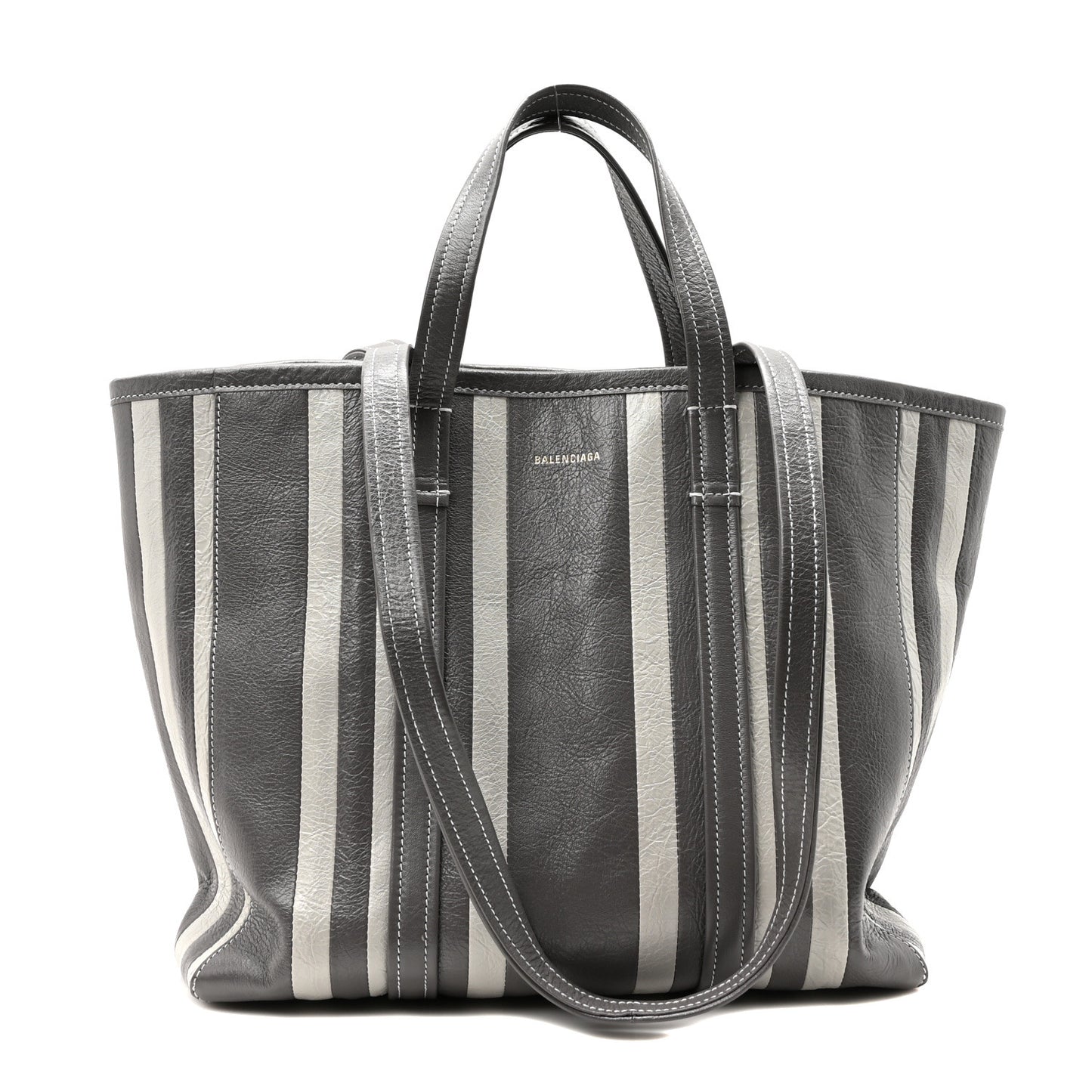 Agneau Arena Striped Patchwork Medium Barbes East West Shopper Lead